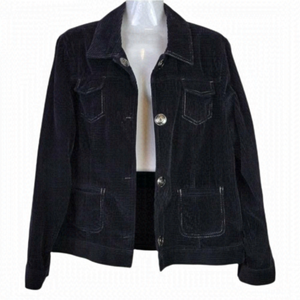 J. Jill Corduroy Jacket Snap Buttons Black L